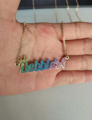 Colorful custom name necklace