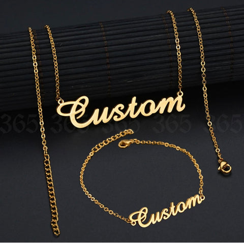 Custom name necklace & bracelet set