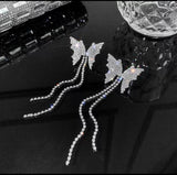Silver rhinestone butterfly necklace set