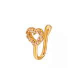 14k gold heart diamond nose ring
