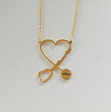 Stethoscope heart shaped custom name necklace